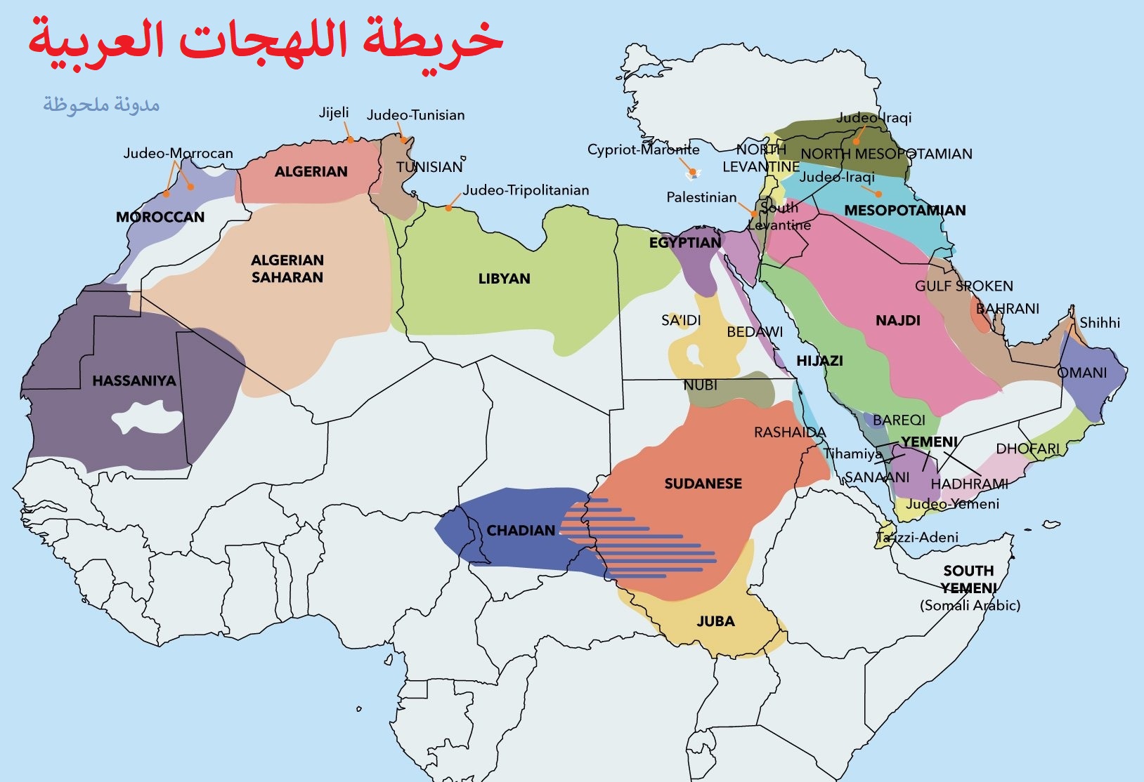 خريطة اللهجات العربية